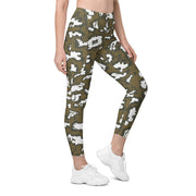 KLMK Red Dawn CAMO Womens Leggings with Pockets - 2XS - Women