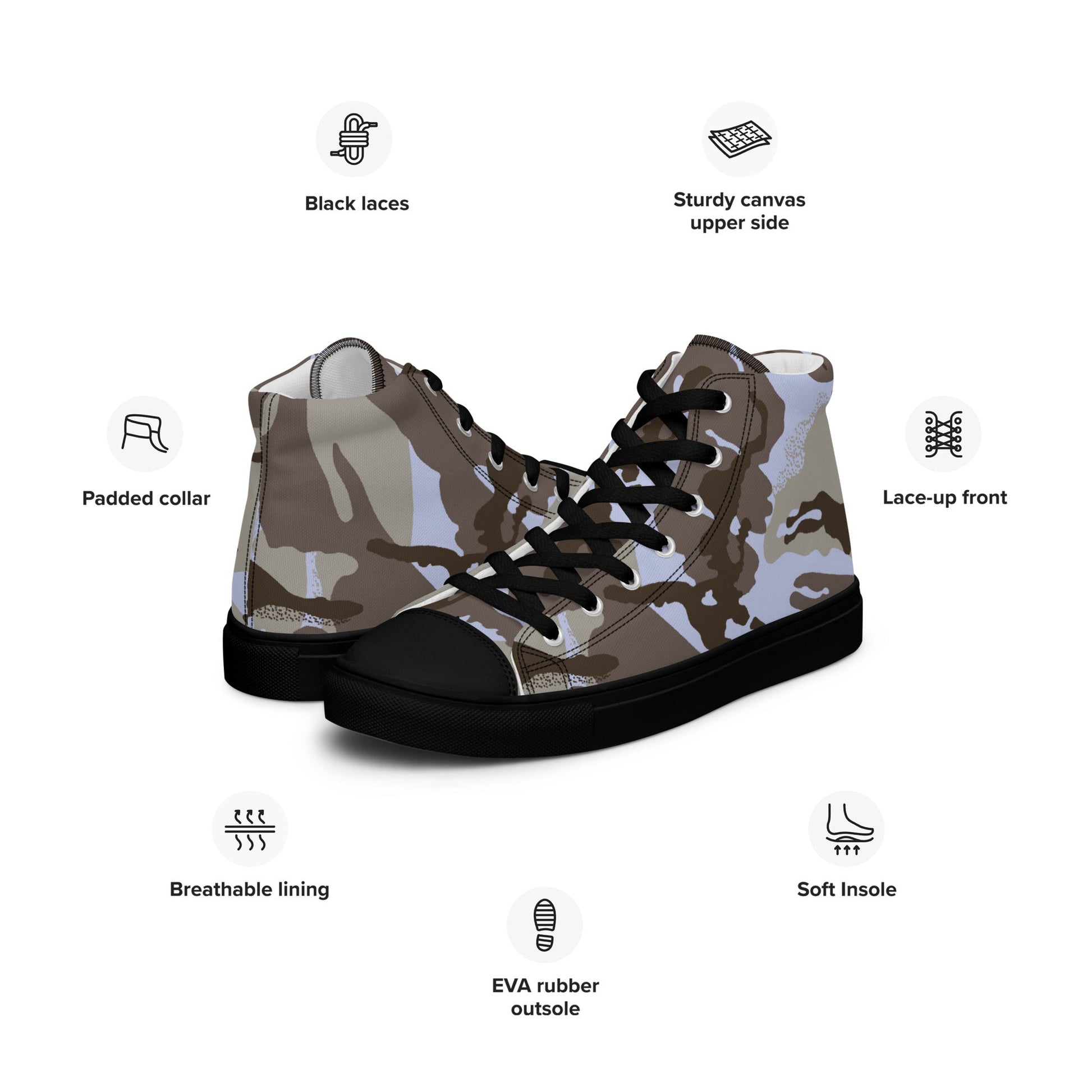 Kuwaiti DPM CAMO Mens high top canvas shoes - High Top Canvas Shoes
