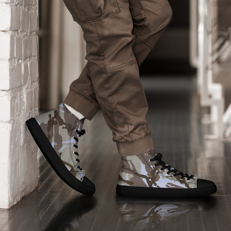 DPM Kuwaiti Desert Gray CAMO Mens High-Top Canvas Shoes - 5