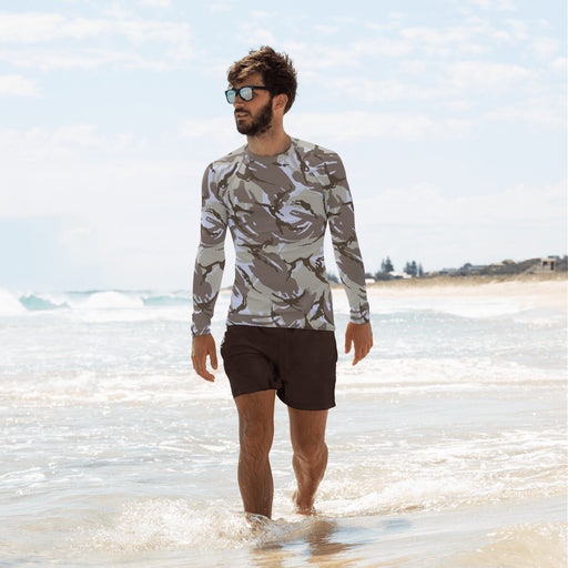 DPM Kuwaiti Desert Gray CAMO Mens Long-Sleeve Rash Guard - XS