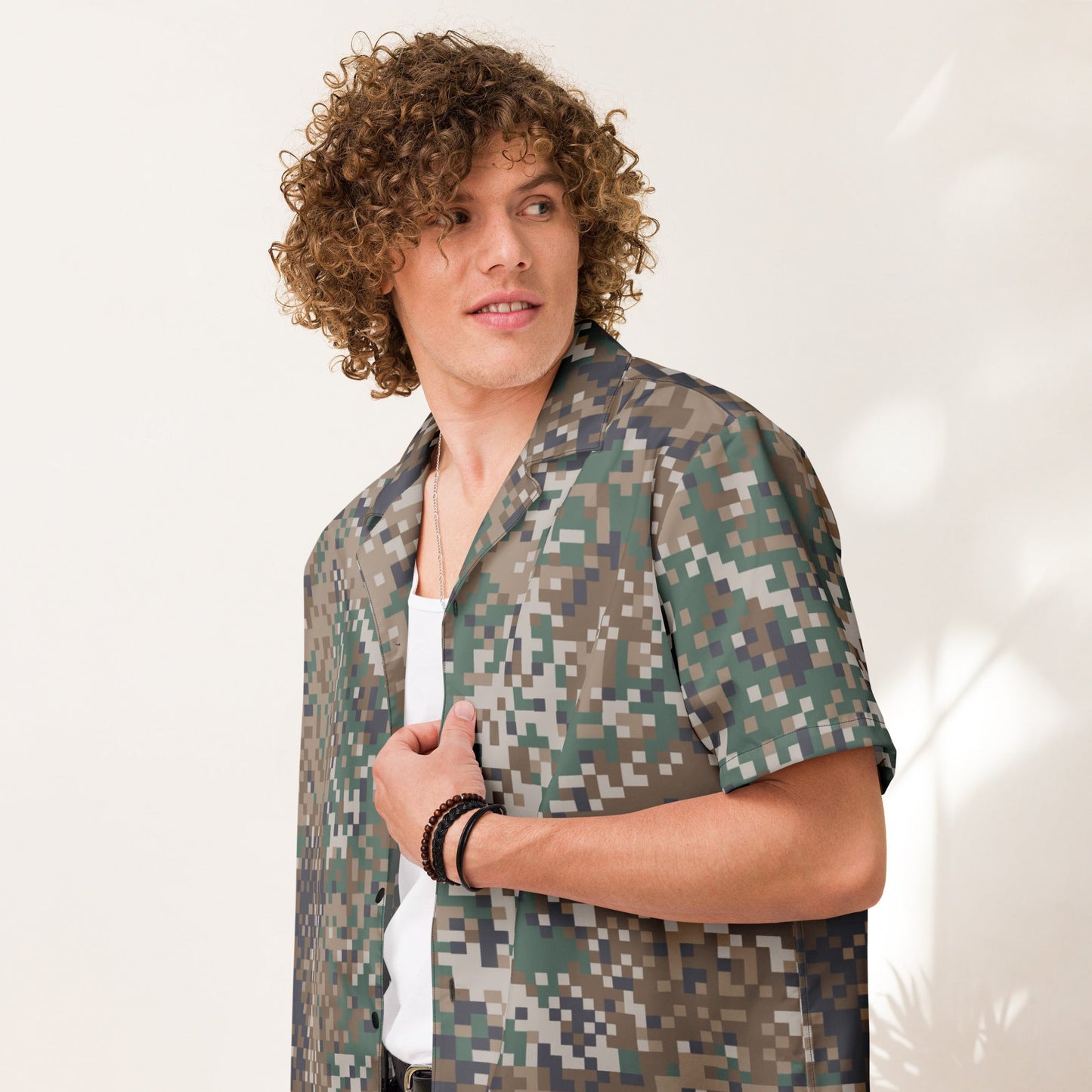 Latvian LATPAT CAMO Unisex Short-Sleeve Button Shirt - 2XS