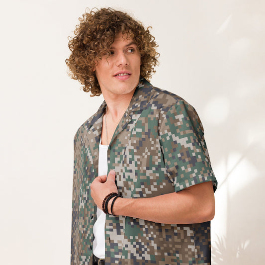 Latvian LATPAT CAMO Unisex Short-Sleeve Button Shirt - 2XS