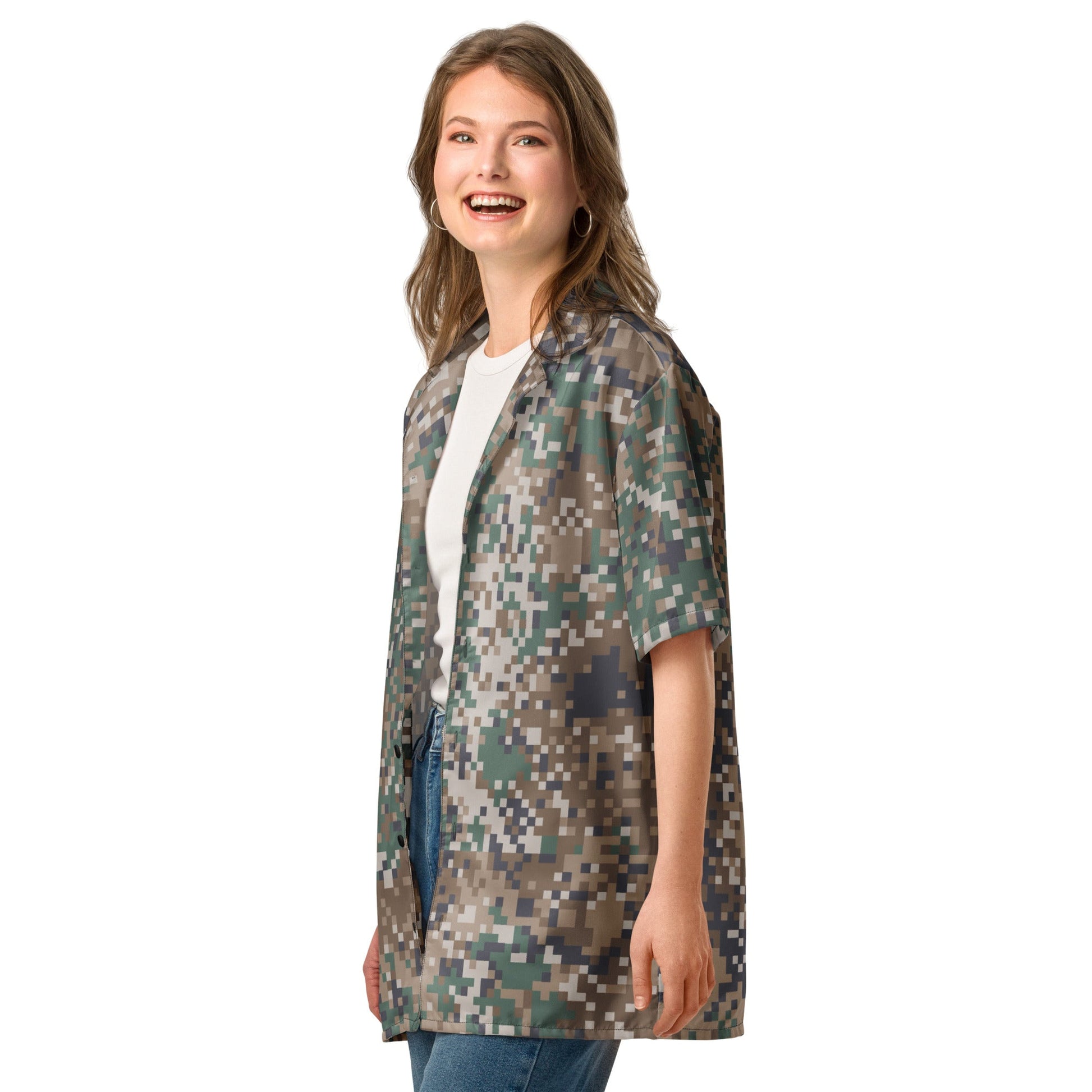Latvian LATPAT CAMO Unisex Short-Sleeve Button Shirt