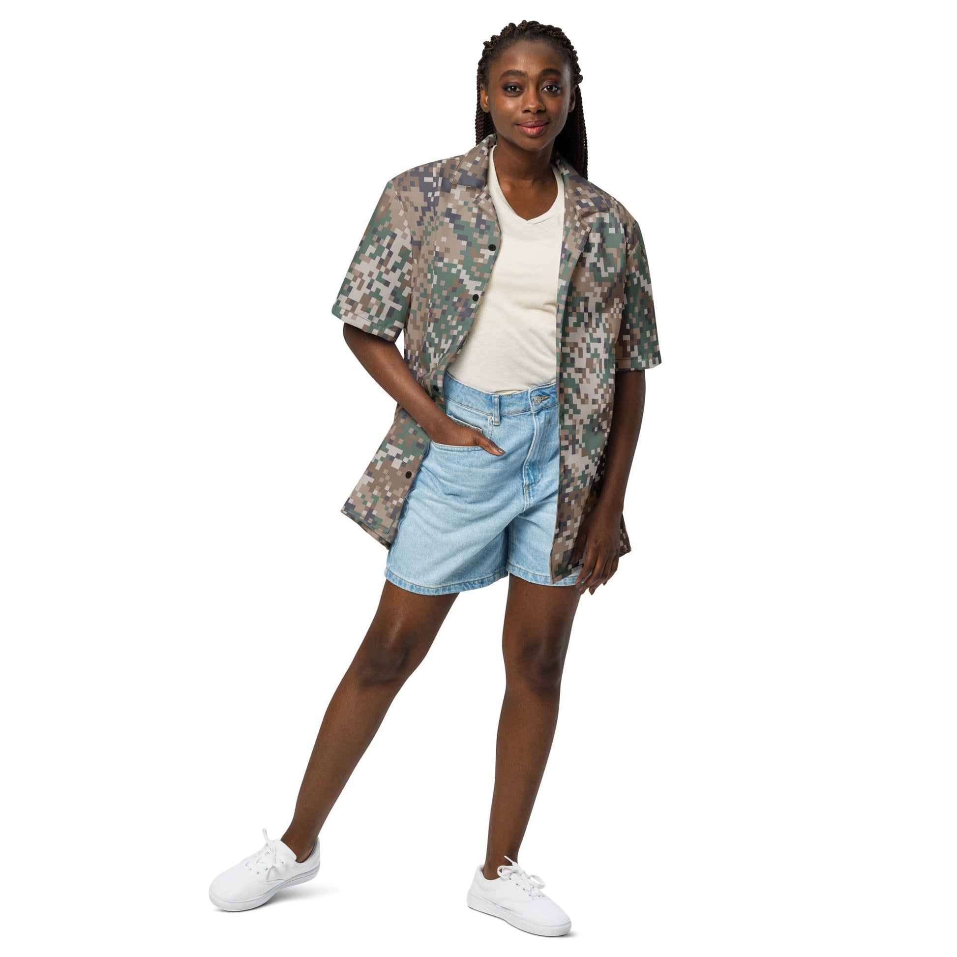 Latvian LATPAT CAMO Unisex Short-Sleeve Button Shirt