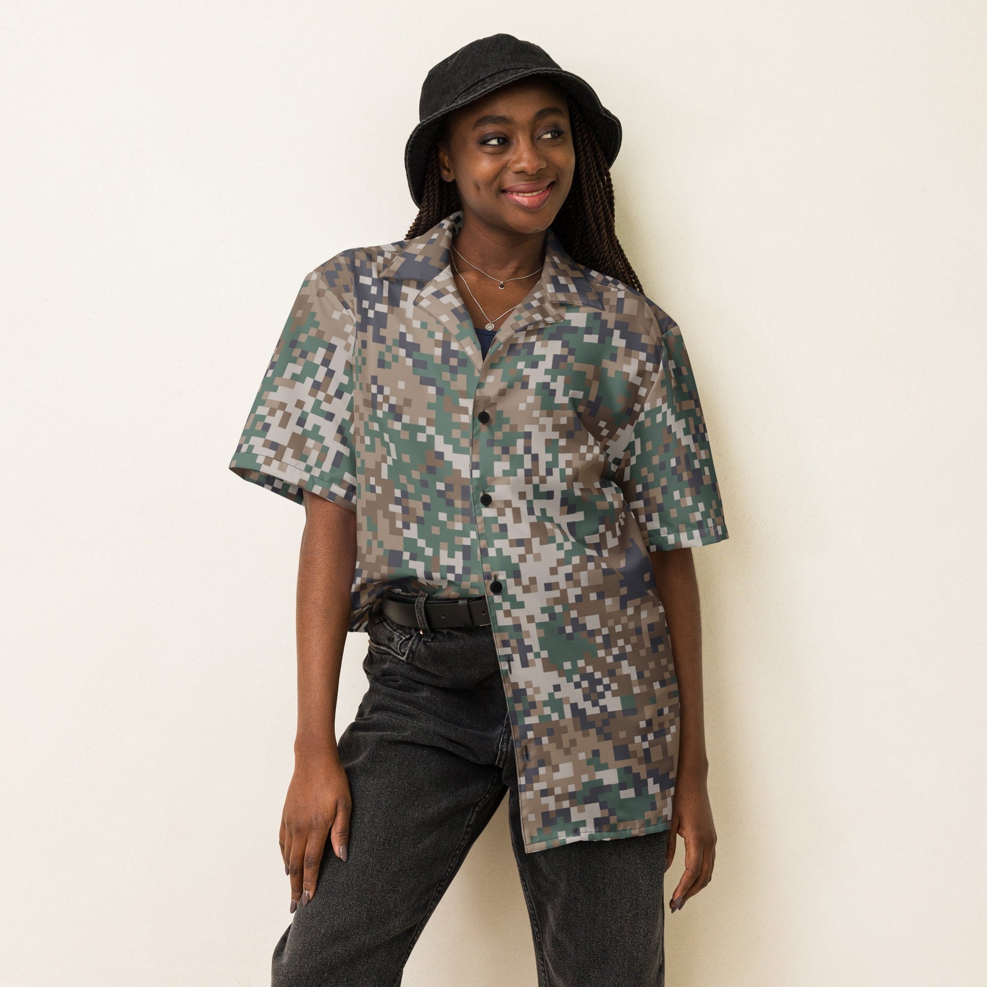 Latvian LATPAT CAMO Unisex Short-Sleeve Button Shirt