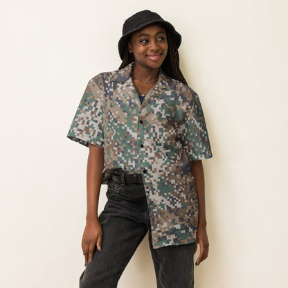 Latvian LATPAT CAMO Unisex Short-Sleeve Button Shirt