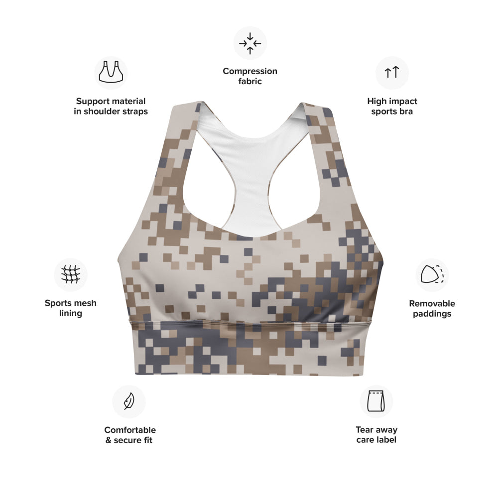 Latvian M07 LATPAT Desert CAMO Longline sports bra - Womens Sports Bra