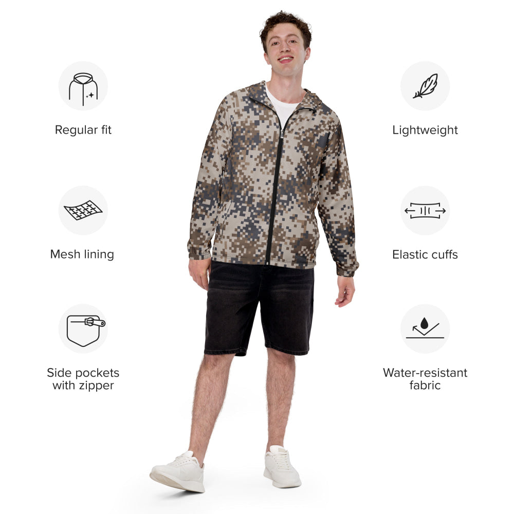 Latvian M07 LATPAT Desert CAMO Men’s windbreaker - Mens Windbreaker