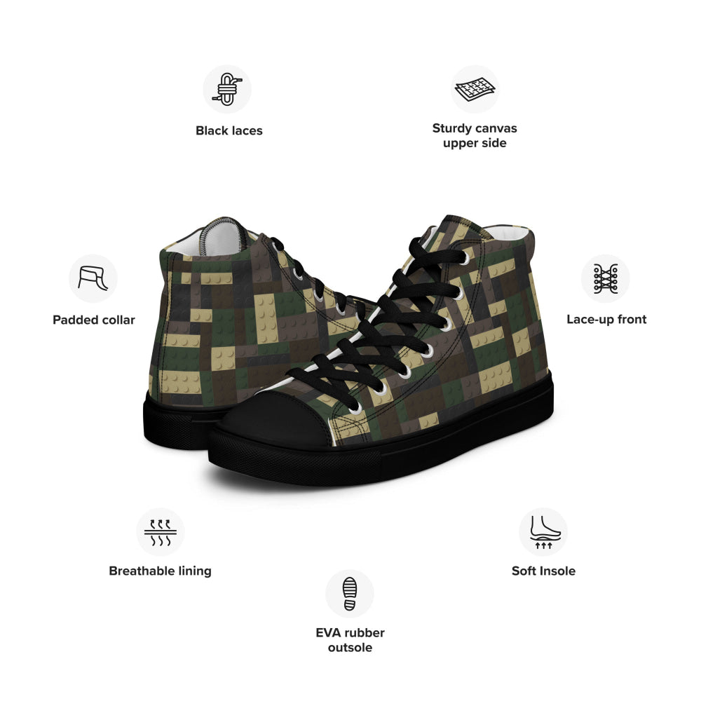 Lego Bricks Woodland CAMO Men’s high top canvas shoes - Mens High Top Canvas Shoes