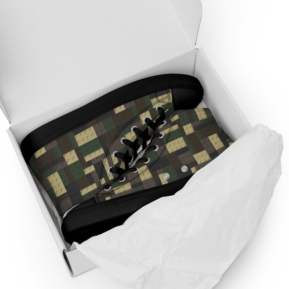 Lego Bricks Woodland CAMO Men’s high top canvas shoes - Mens High Top Canvas Shoes