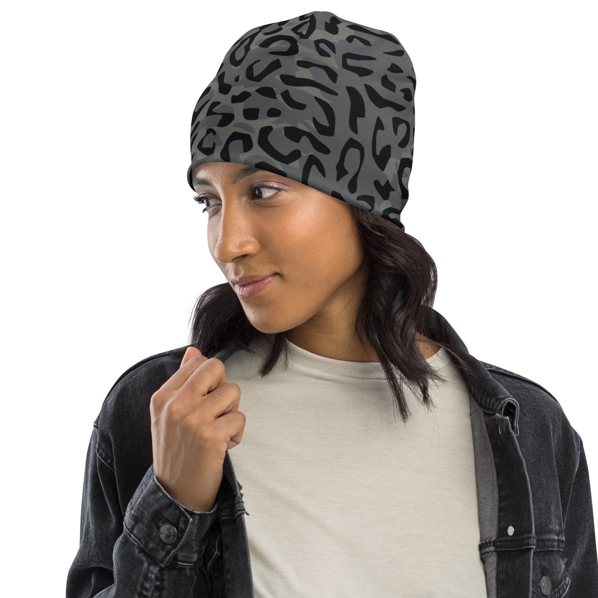 Leopard Spot Grey CAMO Beanie - Beanies