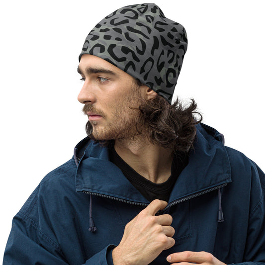 Leopard Spot Grey CAMO Beanie - S - Beanies