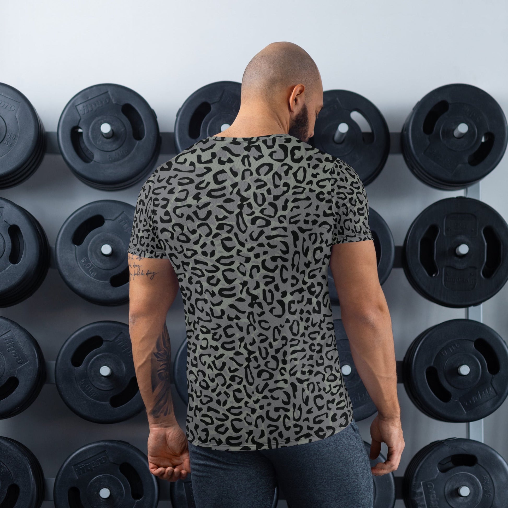 Leopard Spot Grey CAMO Mens athletic t-shirt - Athletic T-Shirts