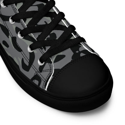 Leopard Spot Grey CAMO Mens high top canvas shoes - High Top Canvas Shoes