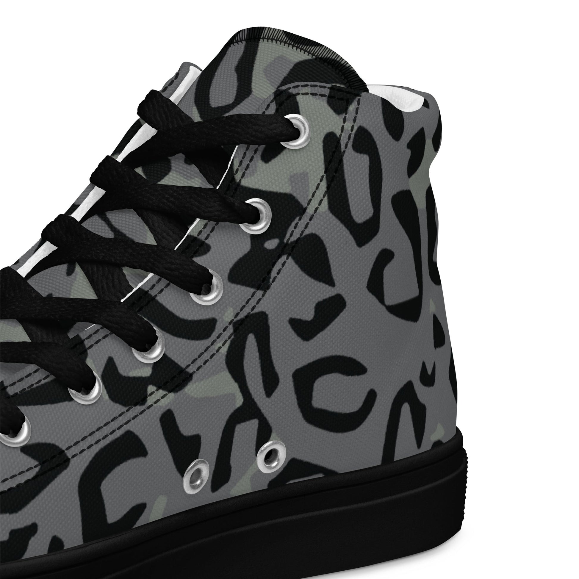 Leopard Spot Grey CAMO Mens high top canvas shoes - High Top Canvas Shoes