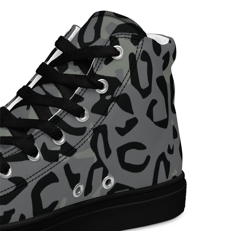 Leopard Spot Grey CAMO Mens High-Top Canvas Shoes