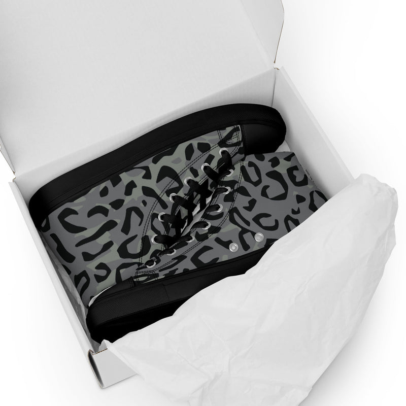 Leopard Spot Grey CAMO Mens High-Top Canvas Shoes