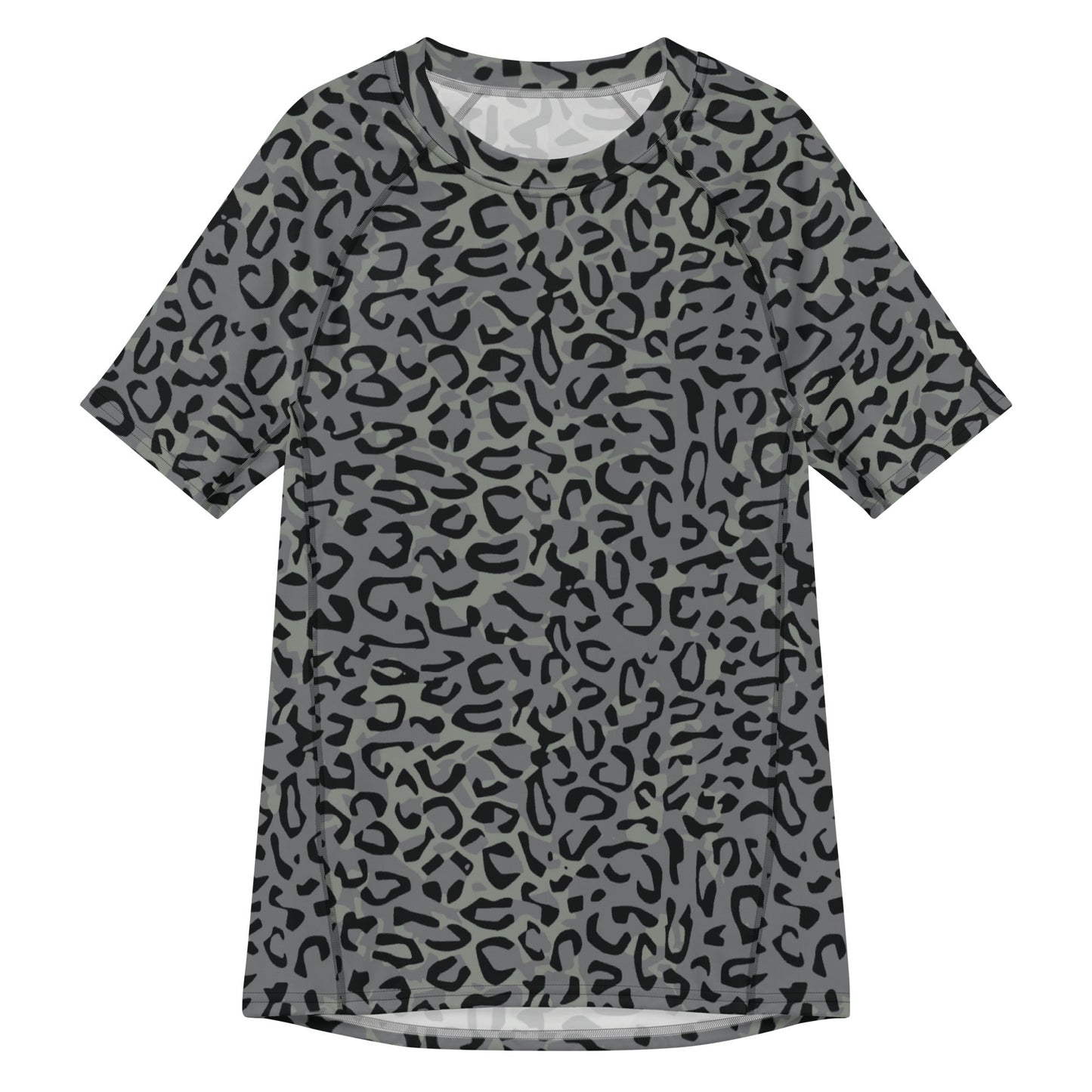Leopard Spot Grey CAMO Mens Short-Sleeve Rash Guard - 2XS - Short-sleeve Guards