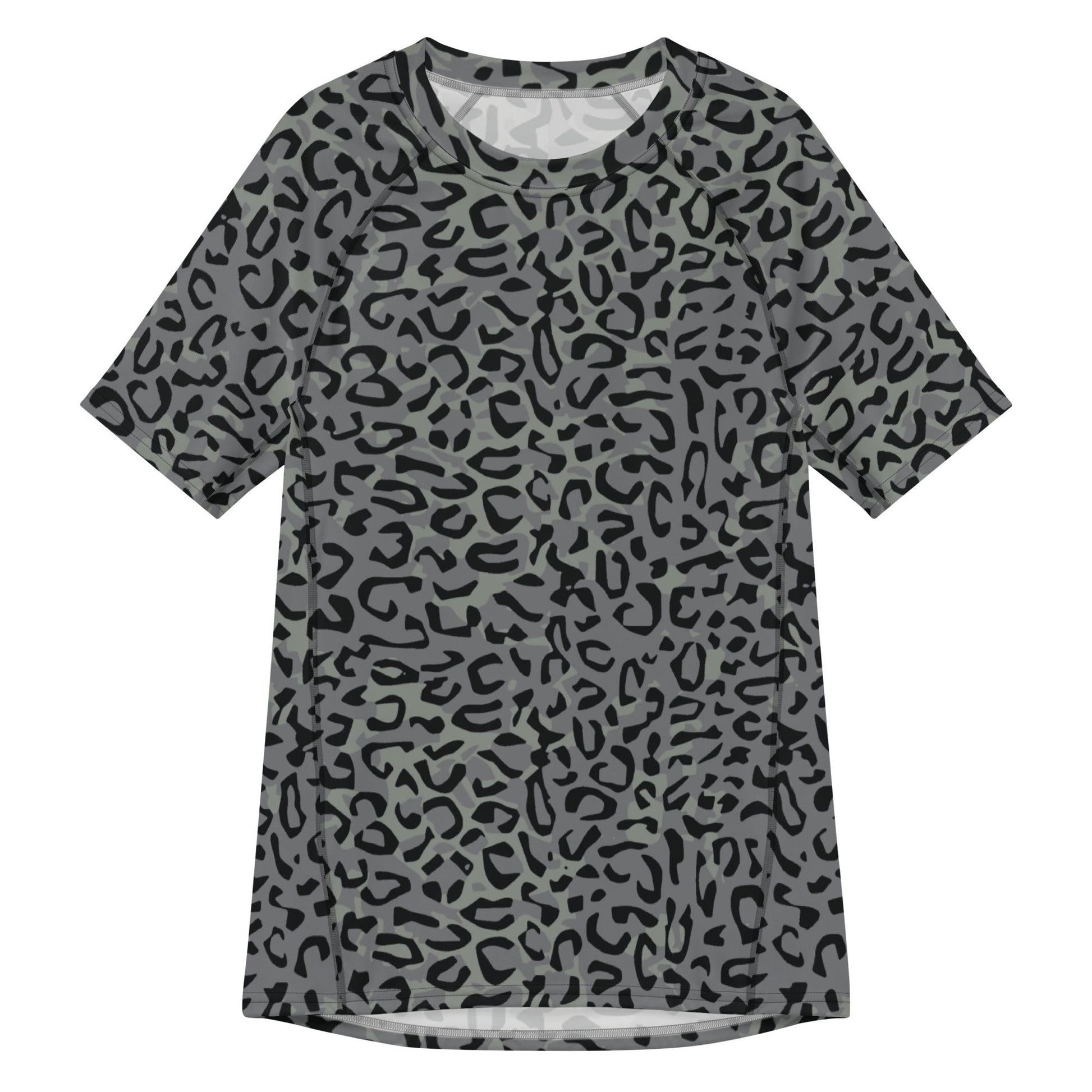Leopard Spot Grey CAMO Mens Short-Sleeve Rash Guard - 2XS - Short-sleeve Guards