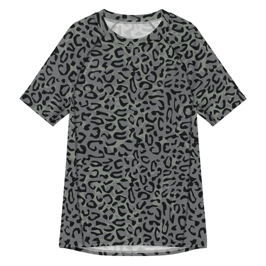 Leopard Spot Grey CAMO Mens Short-Sleeve Rash Guard - 2XS - Short-sleeve Guards