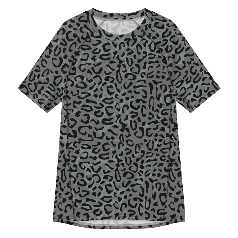 Leopard Spot Grey CAMO Mens Short-Sleeve Rash Guard - 2XS - SS