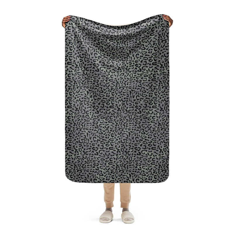 Leopard Spot Grey CAMO Sherpa Blanket - 37″×57″
