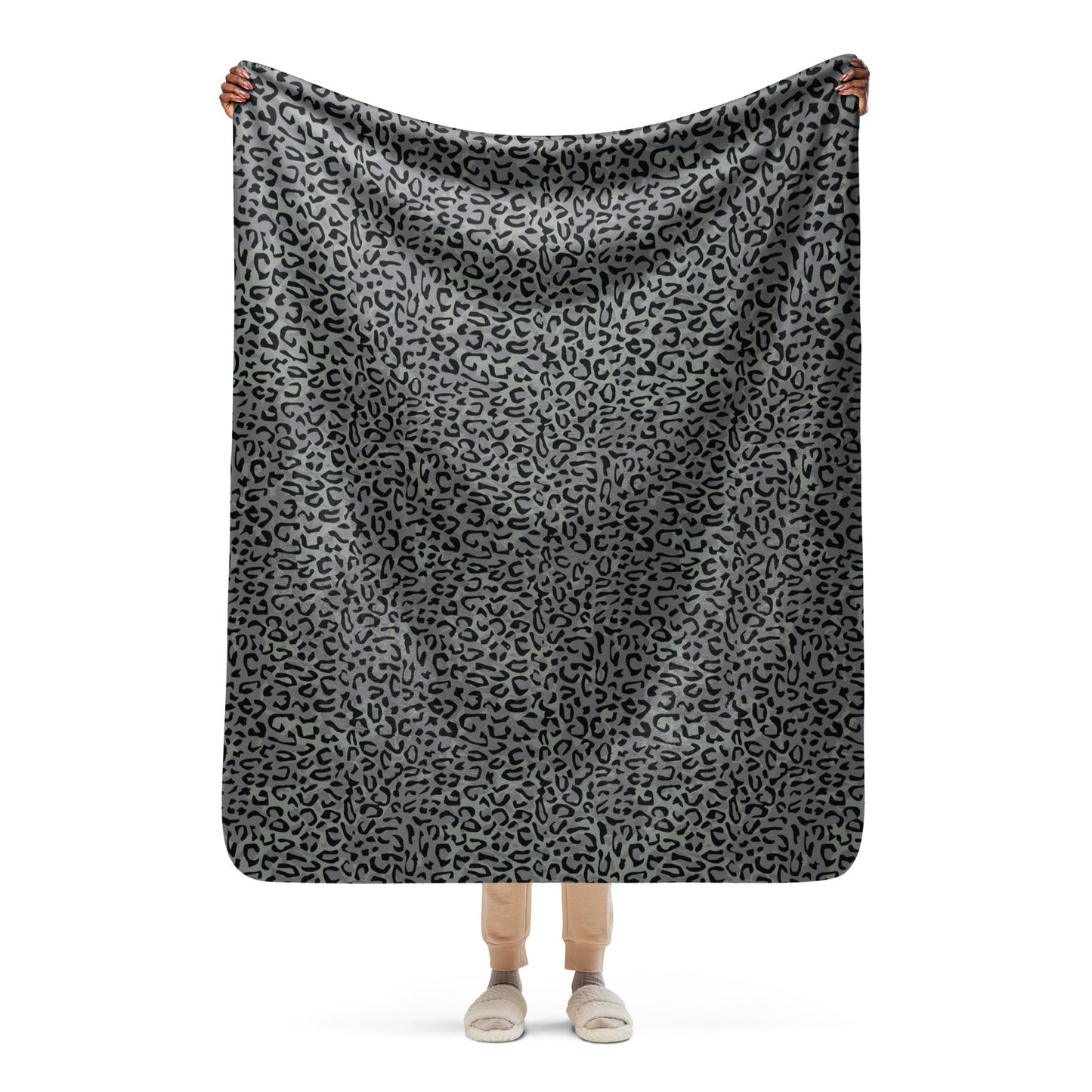 Leopard Spot Grey CAMO Sherpa blanket - 50″×60″ - Blankets