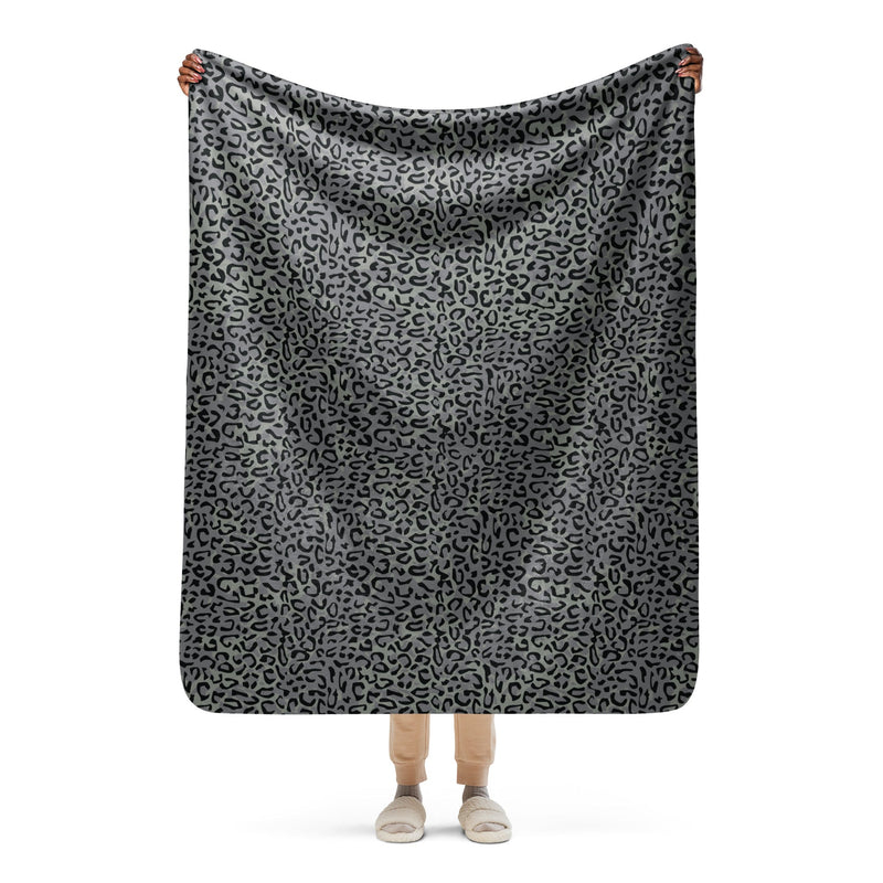 Leopard Spot Grey CAMO Sherpa Blanket - 50″×60″
