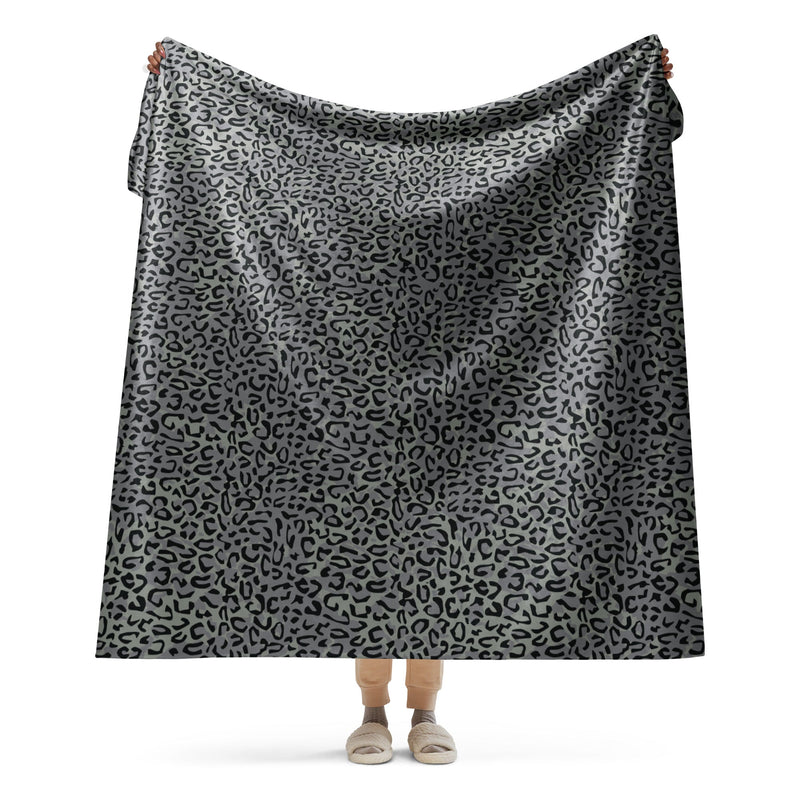Leopard Spot Grey CAMO Sherpa Blanket - 60″×80″