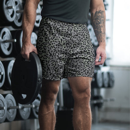Leopard Spot Grey CAMO Unisex Athletic Long Shorts - 2XS