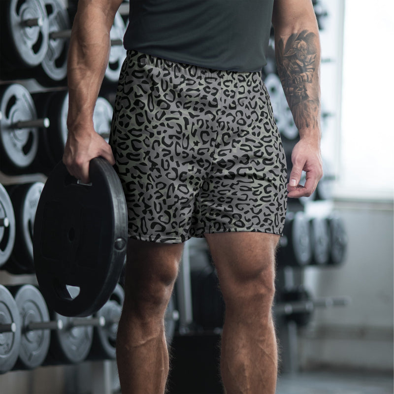 Leopard Spot Grey CAMO Unisex Athletic Long Shorts - 2XS