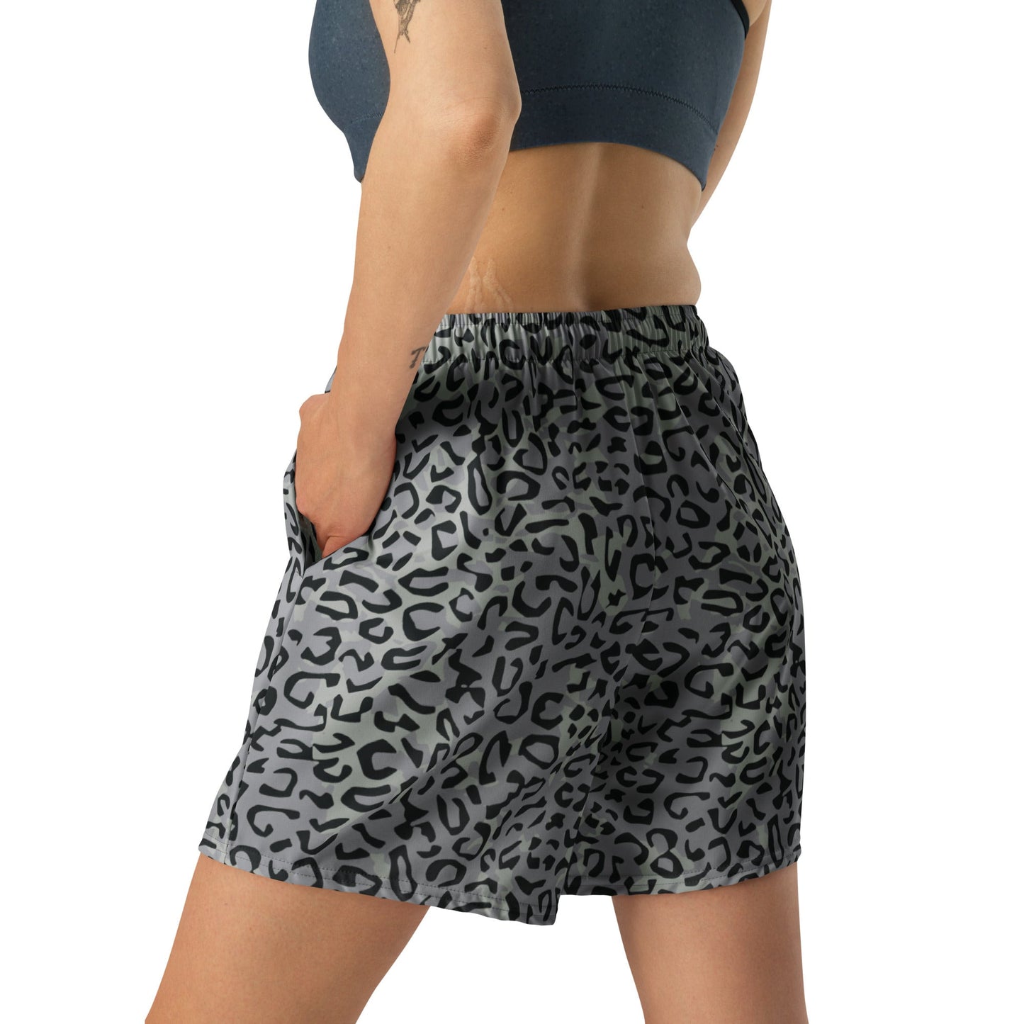 Leopard Spot Grey CAMO Unisex Athletic Long Shorts