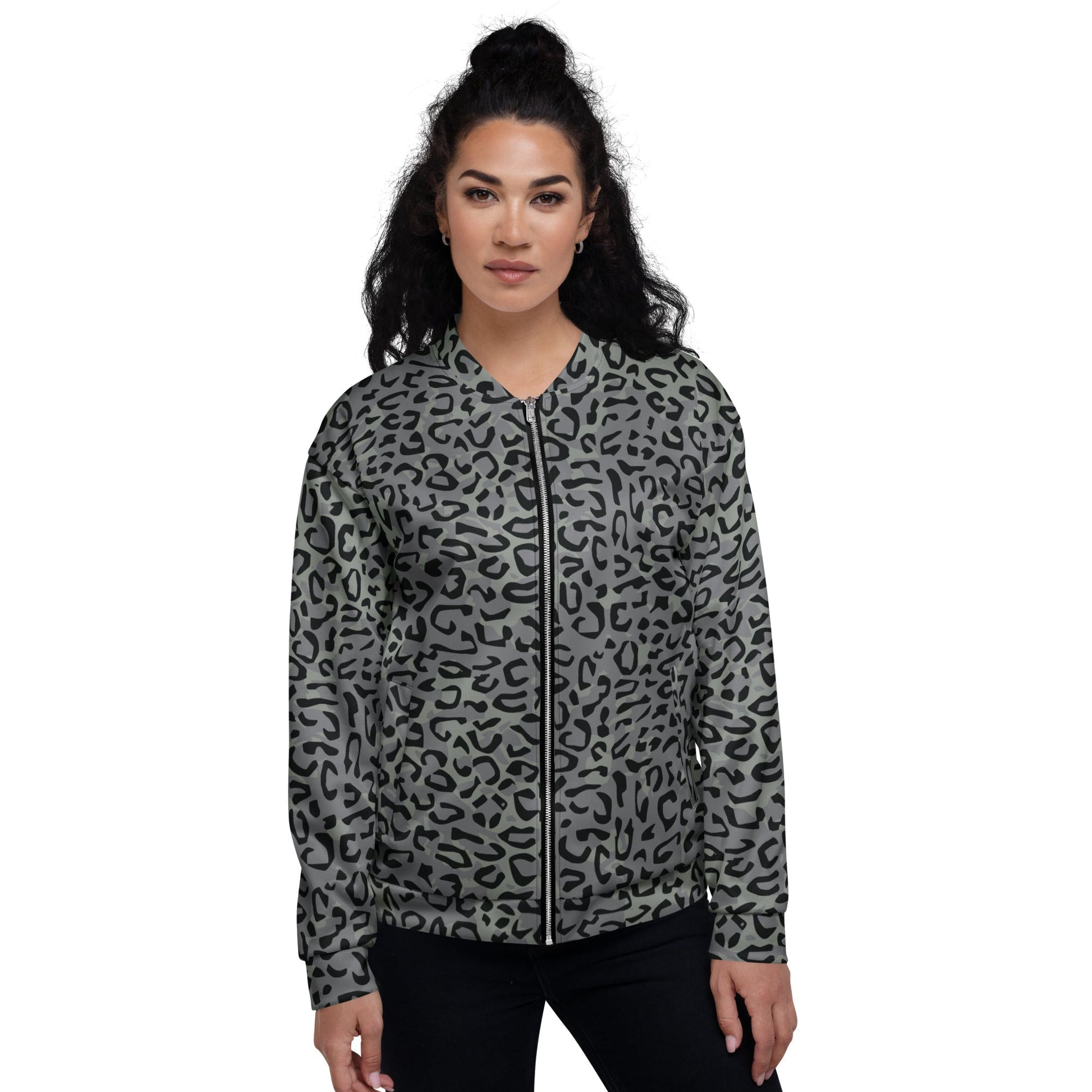 Leopard Spot Grey CAMO Unisex Bomber Jacket - Jackets