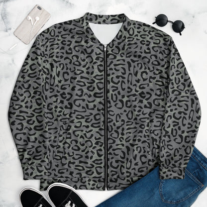 Leopard Spot Grey CAMO Unisex Bomber Jacket - Jackets
