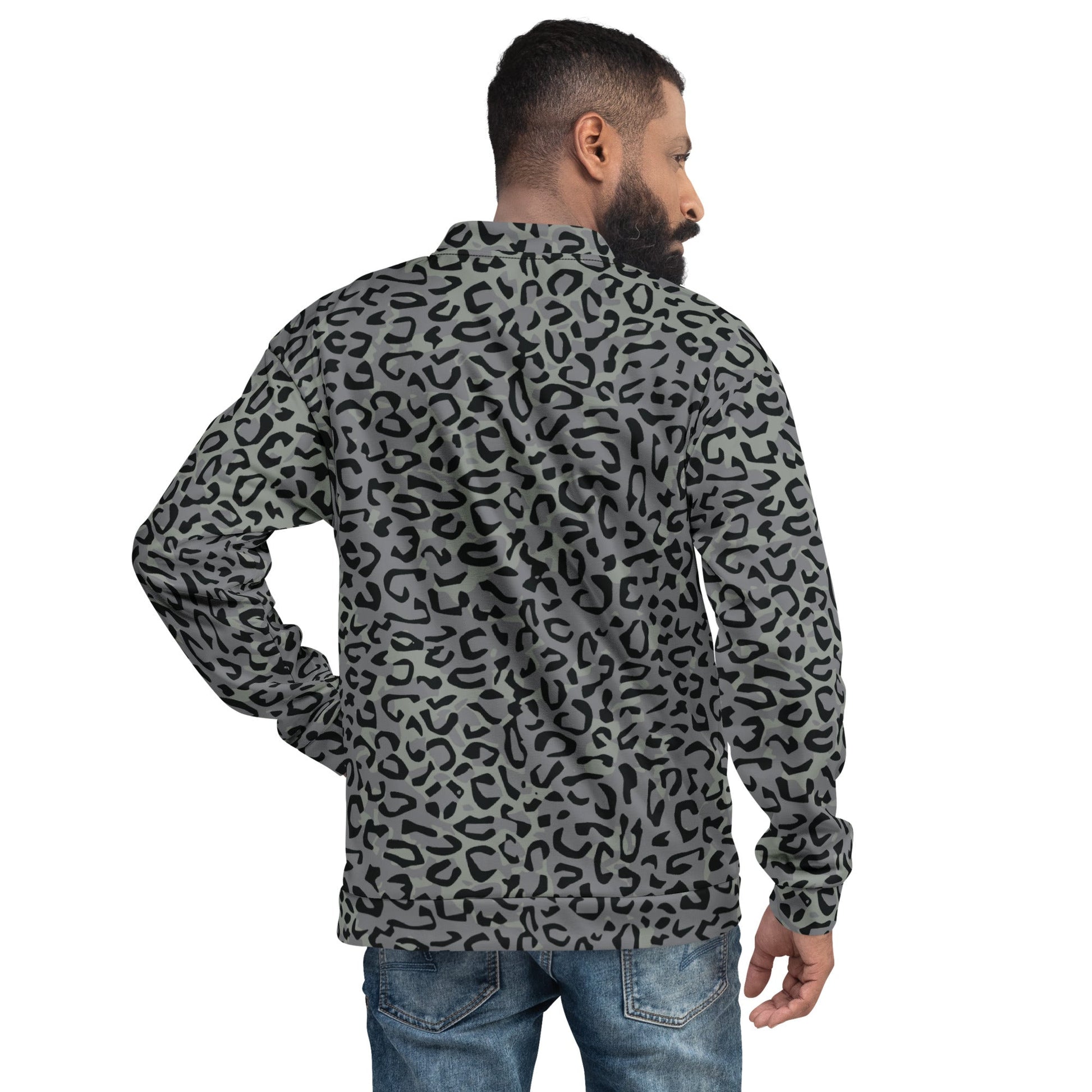 Leopard Spot Grey CAMO Unisex Bomber Jacket - Jackets