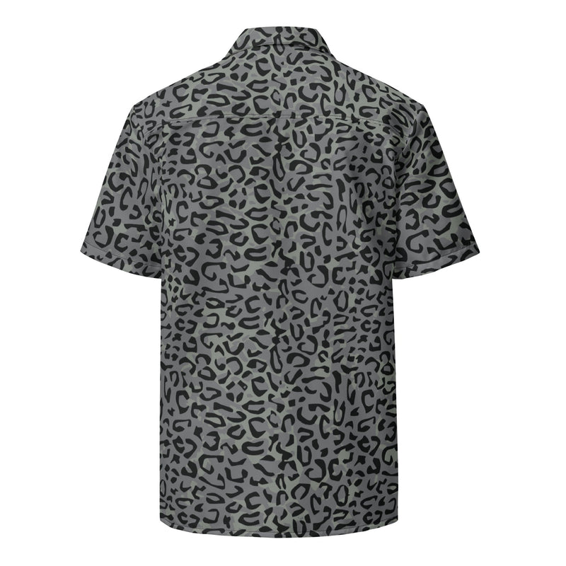 Leopard Spot Grey CAMO Unisex Short-Sleeve Button Shirt - Button-Up