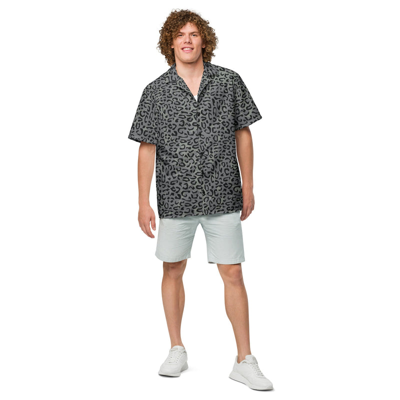 Leopard Spot Grey CAMO Unisex Short-Sleeve Button Shirt - Button-Up