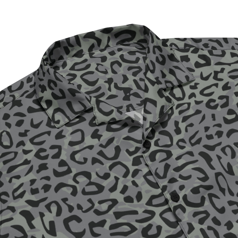 Leopard Spot Grey CAMO Unisex Short-Sleeve Button Shirt - Button-Up