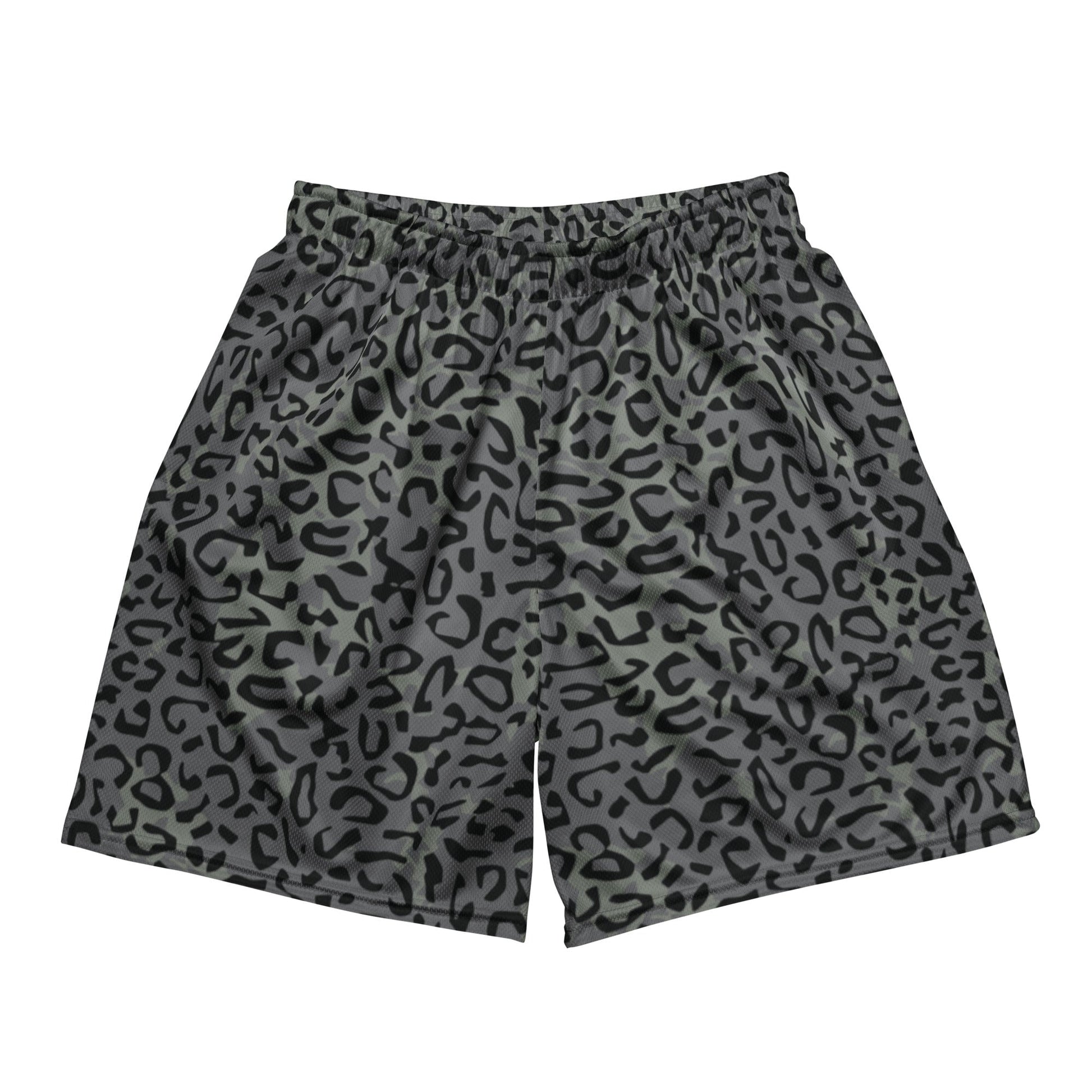 Leopard Spot Grey CAMO Unisex mesh shorts - 2XS - Mesh Shorts