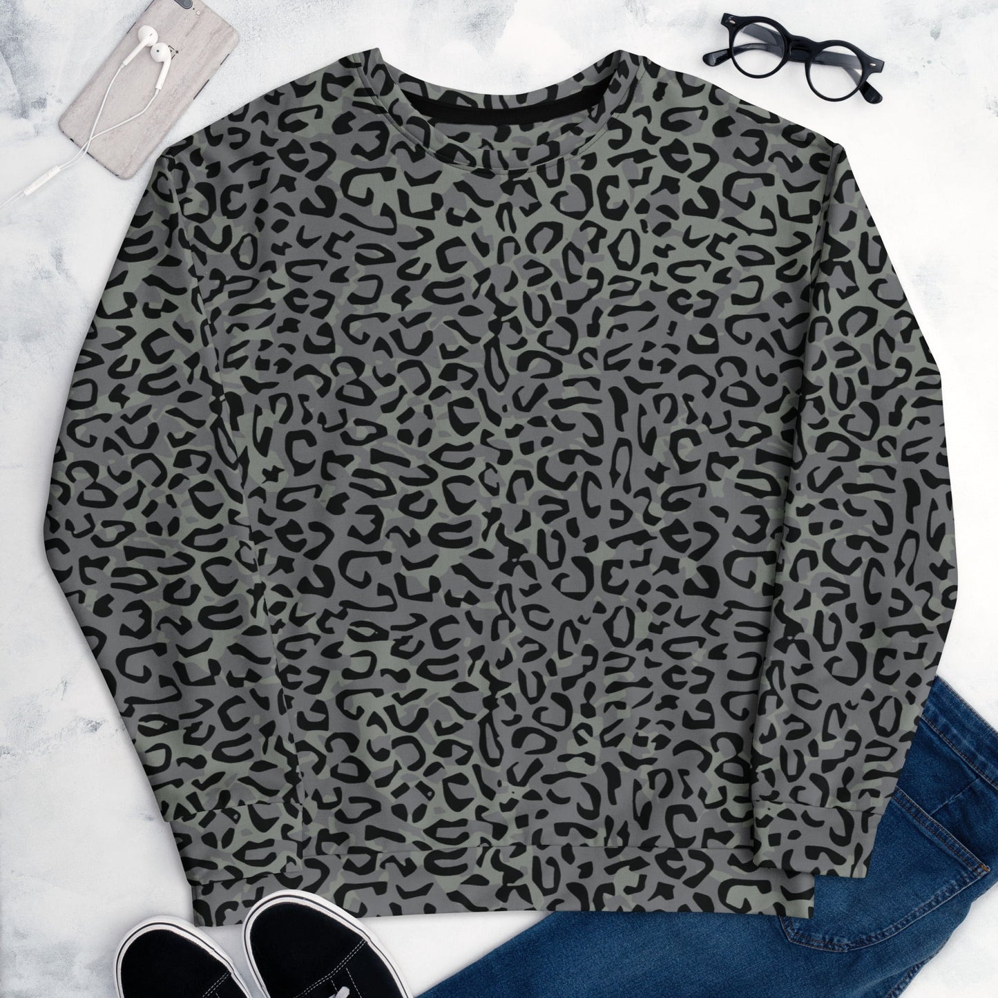 Leopard Spot Grey CAMO Unisex Sweatshirt - Sweatshirts