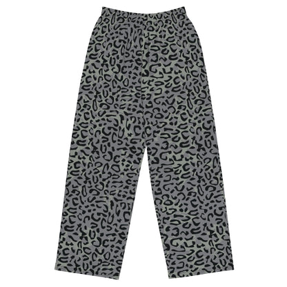 Leopard Spot Grey CAMO unisex wide-leg pants - 2XS - Wide-leg Pants