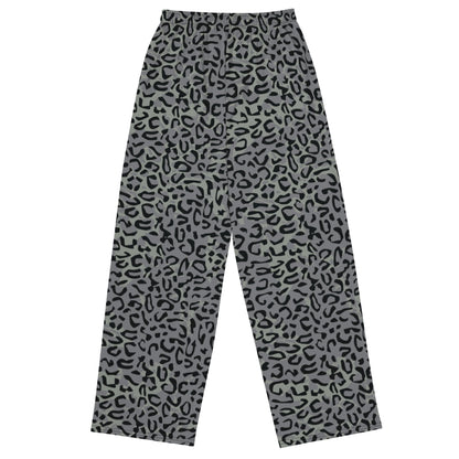 Leopard Spot Grey CAMO unisex wide-leg pants - Wide-leg Pants