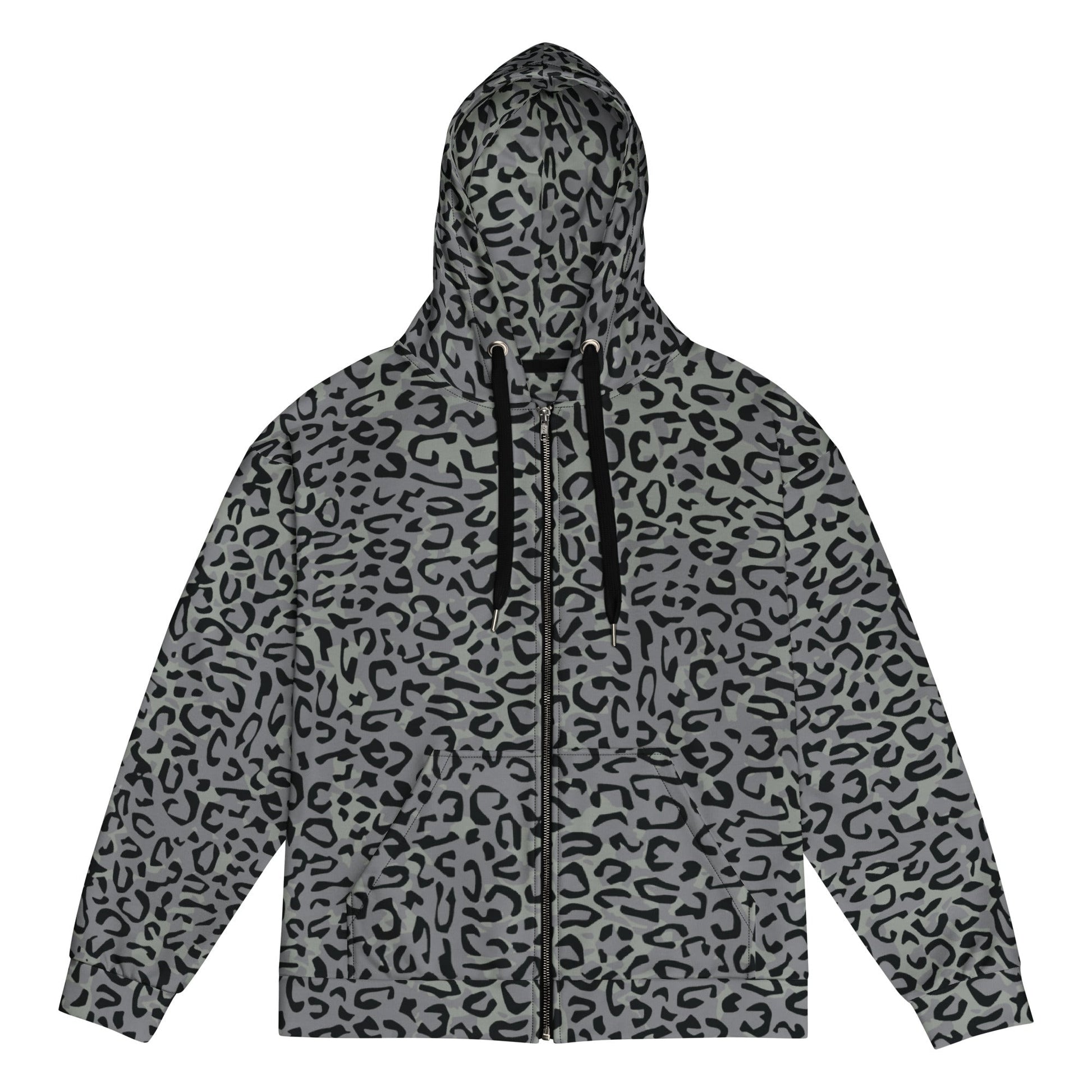 Leopard Spot Grey CAMO Unisex zip hoodie - 2XS - Zip Hoodies