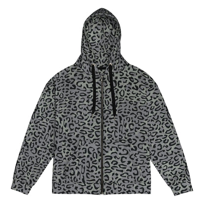 Leopard Spot Grey CAMO Unisex zip hoodie - 2XS - Zip Hoodies