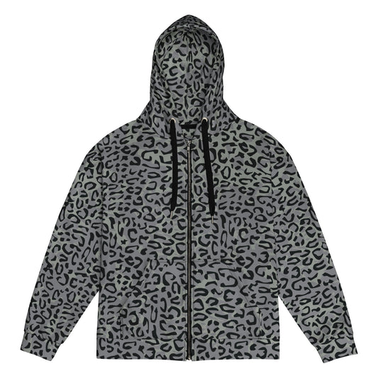 Leopard Spot Grey CAMO Unisex zip hoodie - 2XS - Zip Hoodies