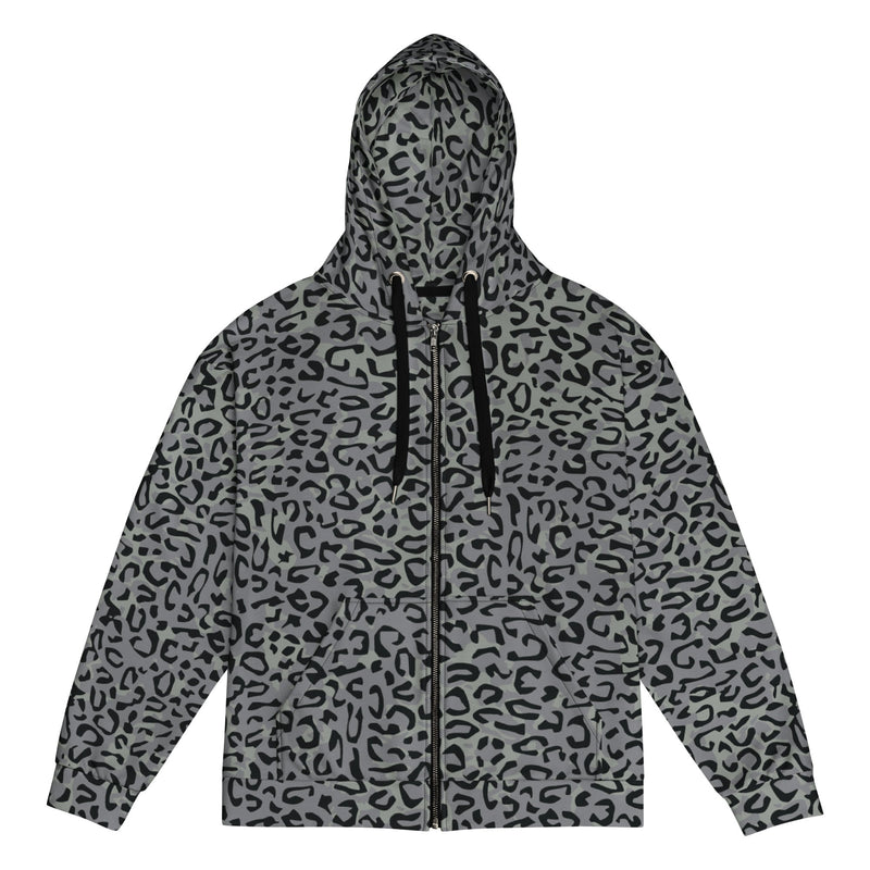 Leopard Spot Grey CAMO Unisex Zip Hoodie - 2XS