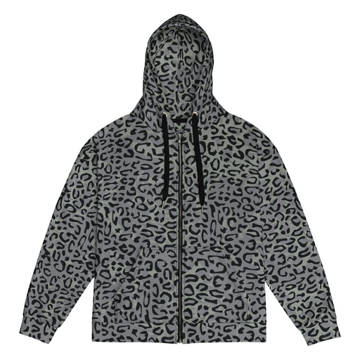 Leopard Spot Grey CAMO Unisex Zip Hoodie - 2XS