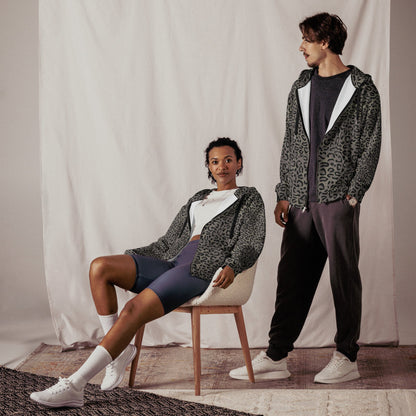 Leopard Spot Grey CAMO Unisex zip hoodie - Zip Hoodies