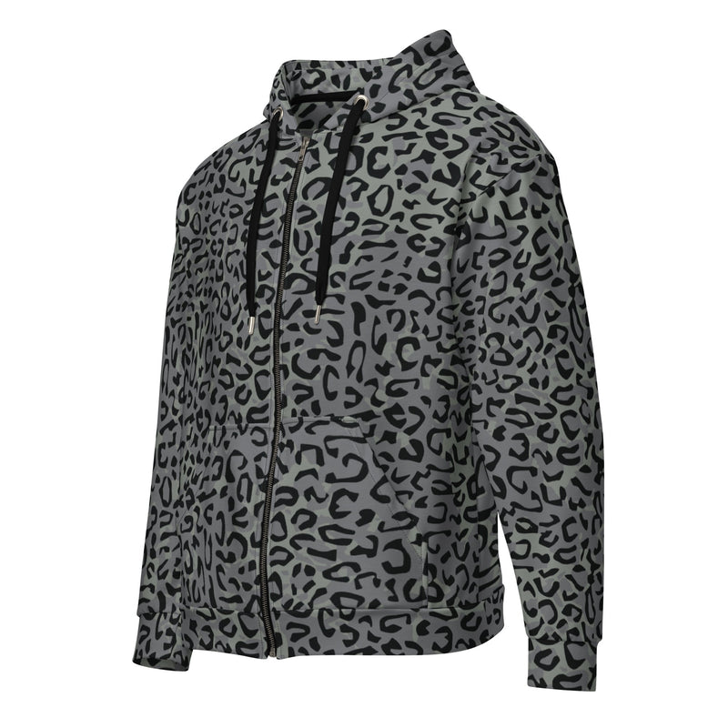 Leopard Spot Grey CAMO Unisex Zip Hoodie