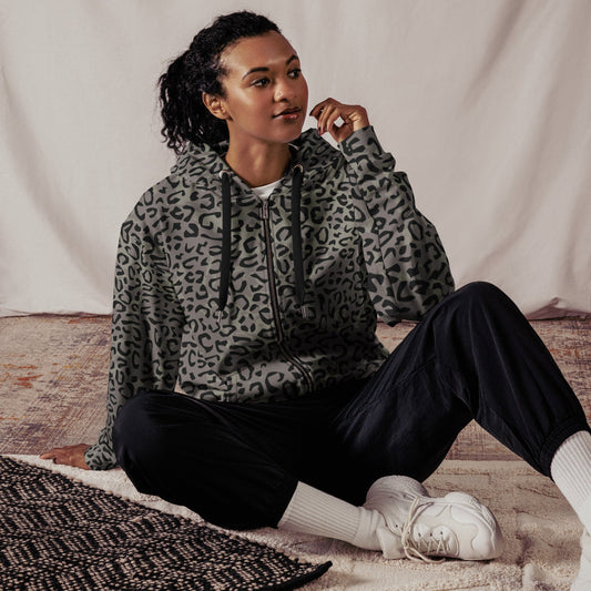 Leopard Spot Grey CAMO Unisex zip hoodie - Zip Hoodies